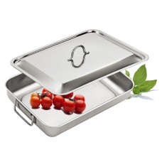 Tava de copt din inox cu capac INOXRIV STAR 35x27cm