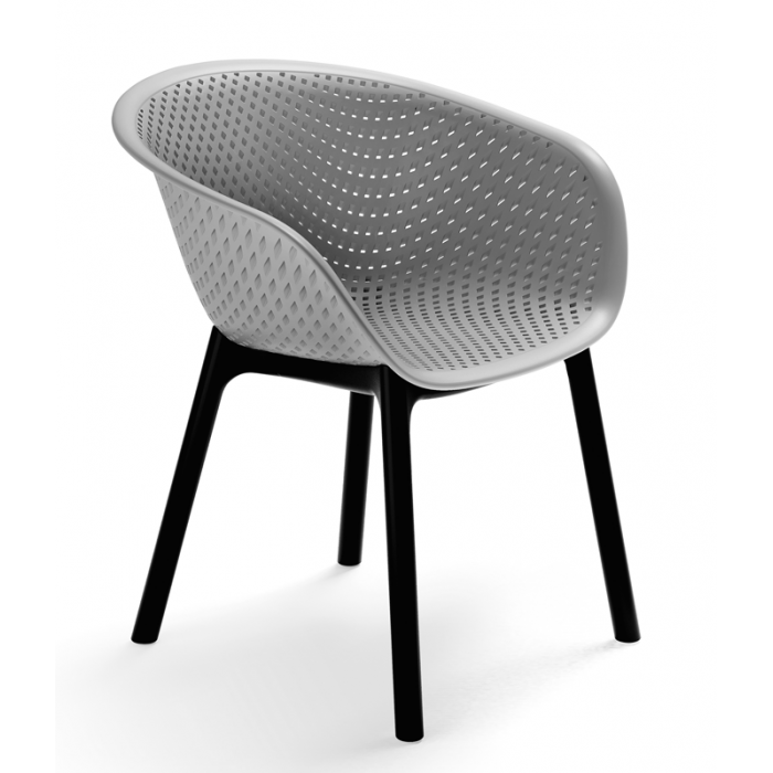 Set masa si scaune bucatarie RAKI, masa dreptunghiulara cu blat MDF melaminat 120x80x75cm, 4 scaune tip fotoliu HAVANA 61x64xh74cm gri