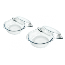 Set 2 vase yena cu capace WOL, sticla termorezistenta, 2,4l si 1,7l