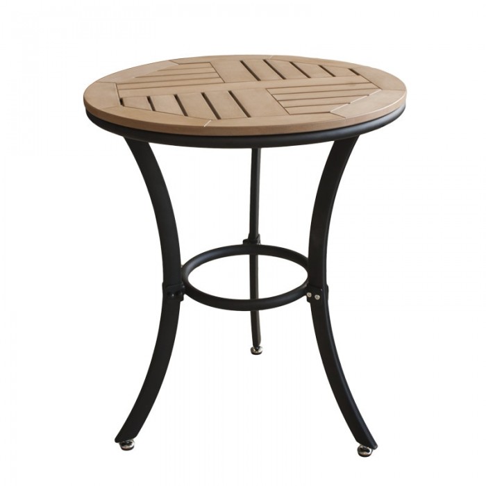 RAKI HUNA Set terasa/balcon masa rotunda polywood 78xh74cm cu 2 scaune cu brate, din panza dubla cu cadru aluminiu