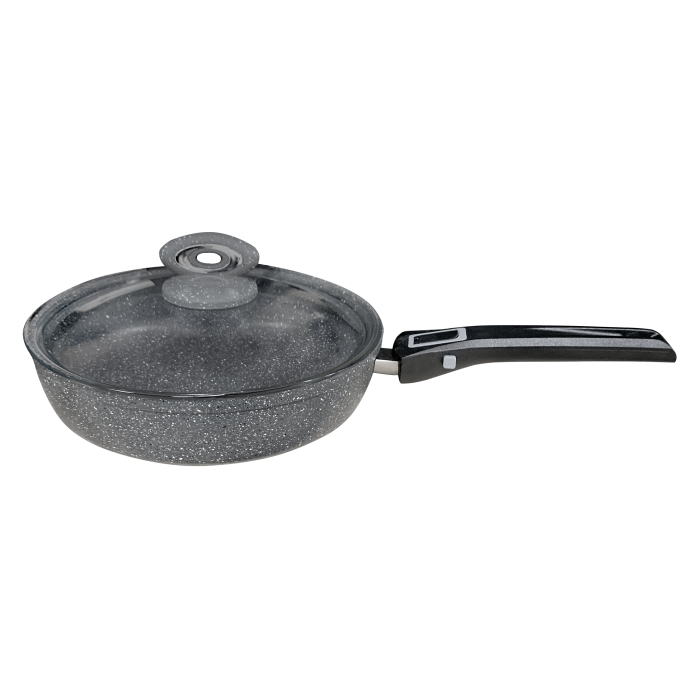 Tigaie cu maner detasabil si capac sticla HASCEVHER GRANITE 26xh6cm, strat antiaderent