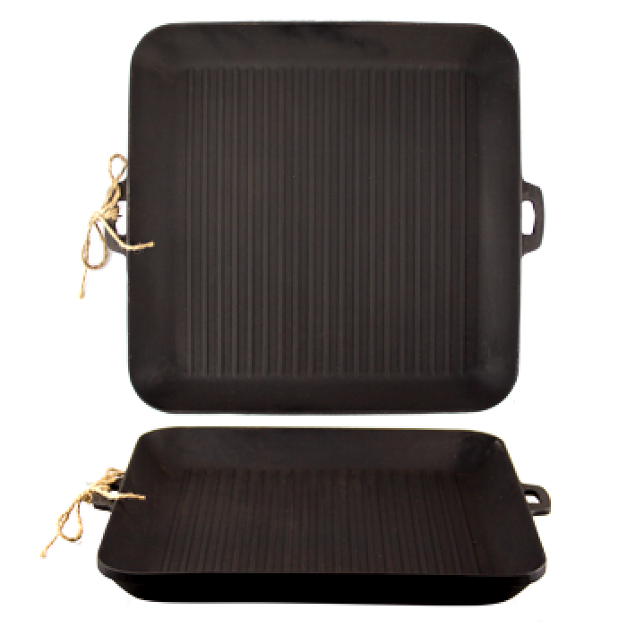 Tava grill patrata din fonta MAYSTERNYA 35x35xh4cm + burete sarma