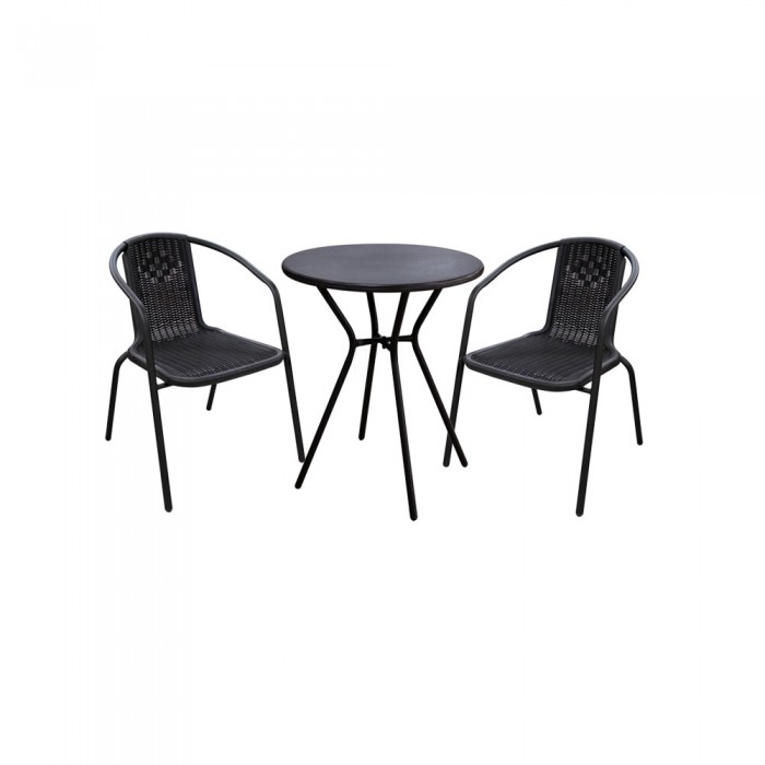 RAKI CAMPMAN Set balcon/terasa masa rotunda 60xh70cm cu 2 scaune