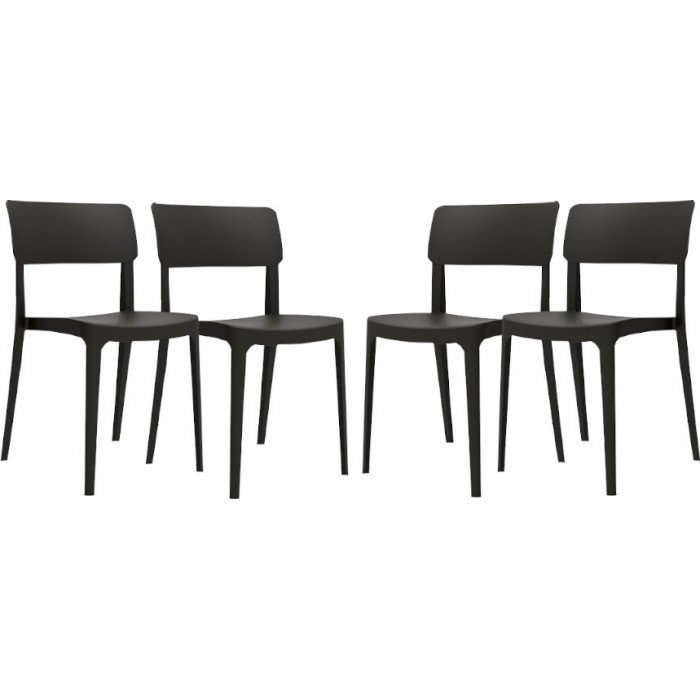 Set 4 scaune balcon CULINARO PANO 47,1x45,3xH81,9cm culoare neagra polipropilena/fibra sticla