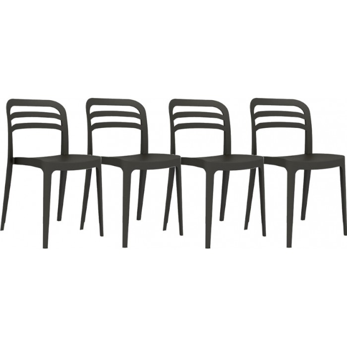 Set 4 scaune balcon CULINARO ASPEN culoare neagra polipropilena/fibra sticla 43,9x45,3xh81,7cm