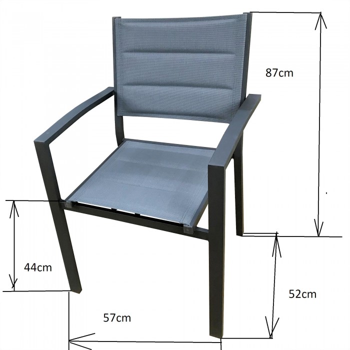 RAKI HUNA Set terasa/balcon masa rotunda polywood 78xh74cm cu 2 scaune cu brate, din panza dubla cu cadru aluminiu