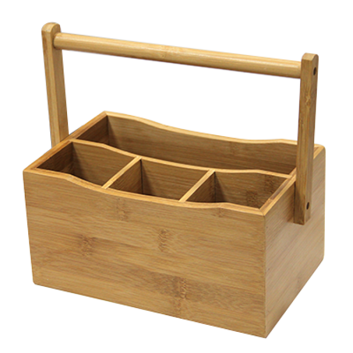 Suport bambus cu 4 compartimente RAKI tacamuri si sticle oliviere 25,2x15xh24cm