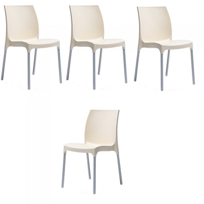 Set 4 scaune de exterior CULINARO SUNNY culoare crem D58xH82xW42xSH45cm 