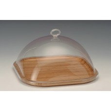 Platou bambus dreptunghiular cu capac acrilic RAKI 25x25xh14cm