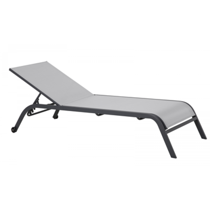 Sezlong metalic cu roti deplasare RAKI 197x70xh34cm reglabil 4 pozitii gri