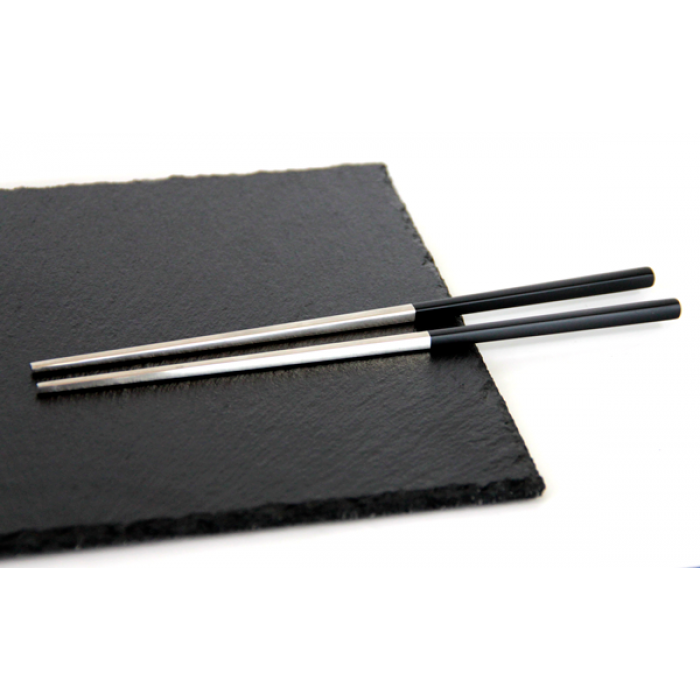 Betisoare japoneze RAKI SHIBUI, set de 2 bete, chopsticks, negru/argintiu