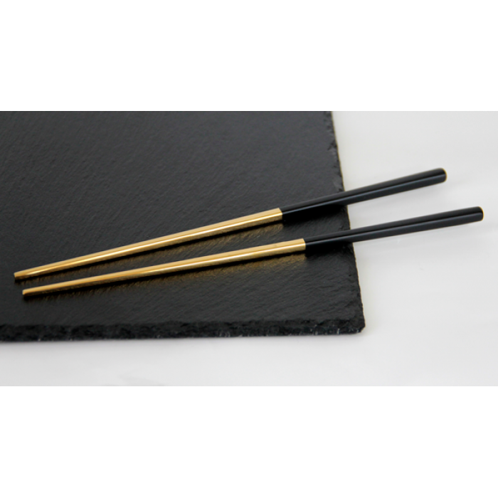 Betisoare japoneze RAKI SHIBUI, set de 2 bete, chopsticks, negru/auriu