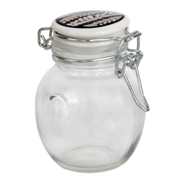 Borcan sticla cu capac ceramic ermetic, RAKI TOP, 100ml, depozitare condimente