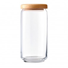 Borcan sticla cu capac lemn OCEAN POP, 1l, D9,2xh19,3cm