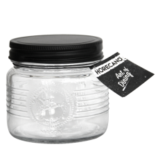 Borcan sticla depozitare, RAKI OLD FASHIONED, 500ml, capac metalic negru cu filet