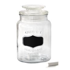 Borcan sticla pentru depozitare cu eticheta continut, RAKI, 1l, D11xh17,6cm, cu capac