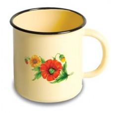 Cana emailata cu decor 400ml, D8cm, RAKI, din otel carbon