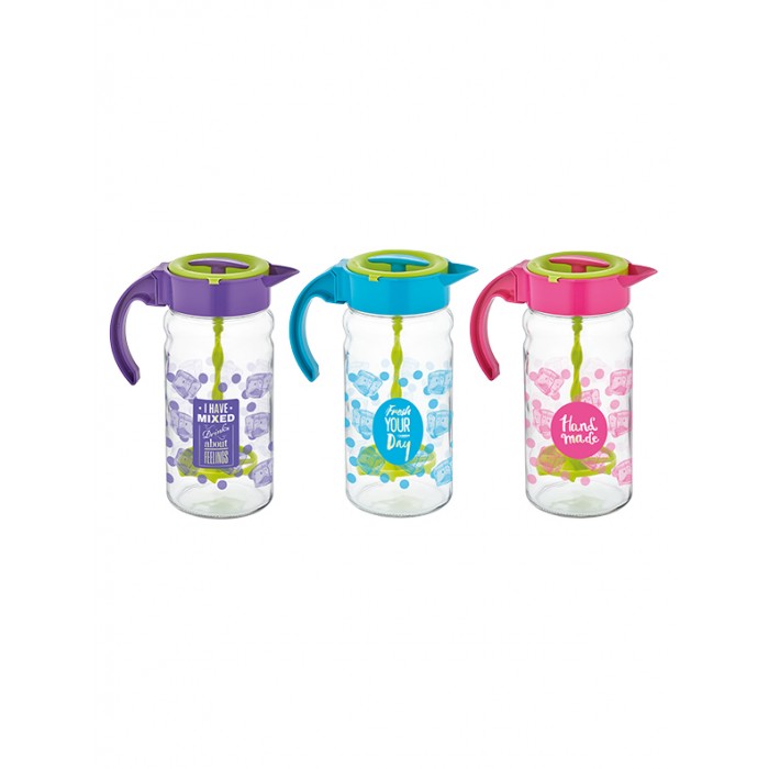 Carafa, cana din sticla cu mixer pentru cocktail/ayran RAKI SPIRO, 1800ml, componente plastic, diferite decoruri si culori