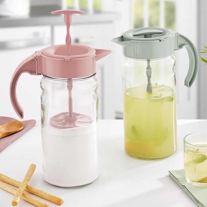 Carafa, cana din sticla cu mixer pentru cocktail/ayran RAKI SPIRO, 1800ml, componente plastic, diferite decoruri si culori