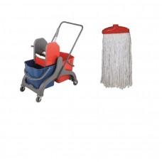 Carucior curatenie profesional CULINARO 2 galeti x 25L cu presa, storcator + mop profesional