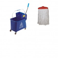 Carucior curatenie profesional CULINARO galeata 20L cu presa, storcator culoare albastru + mop profesional