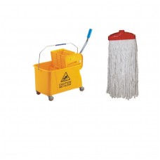 Carucior curatenie profesional CULINARO galeata 20L cu presa, storcator culoare galben + mop profesional