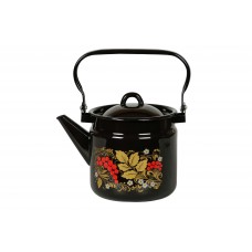 Ceainic emailat 2l, D14cm, RAKI CERNAIA REABINA, din otel carbon, cu capac