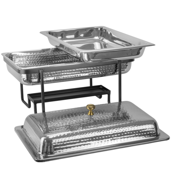 Chafing dish GN 1/1 CULINARO, 55x35cm, 8lt, inox texturat, suport negru