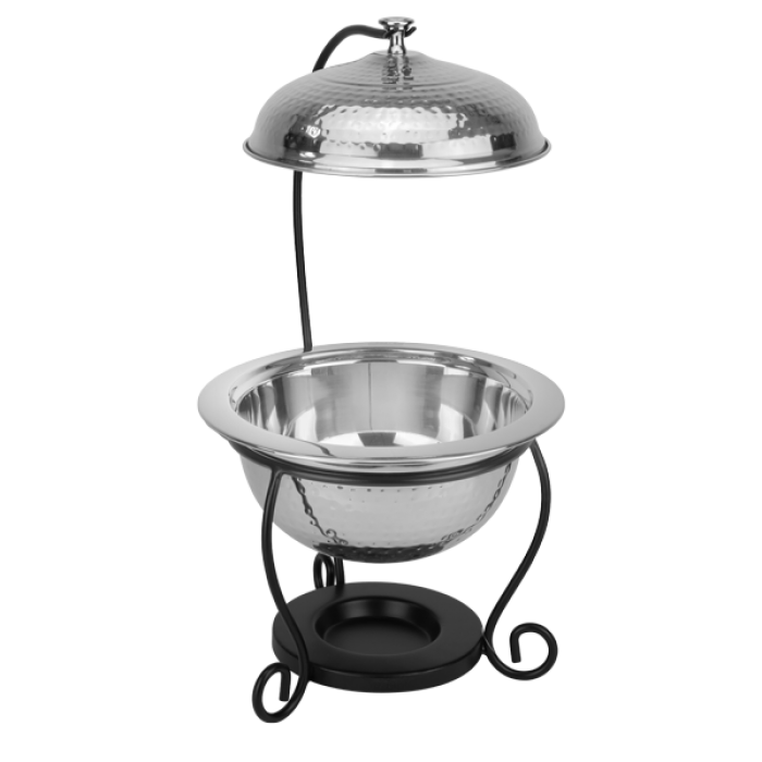 Chafing dish rotund inox texturat cu suport negru CULINARO, D25cm, 3lt