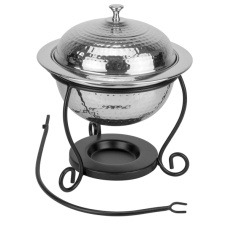 Chafing dish rotund inox texturat cu suport negru CULINARO, D25cm, 3lt