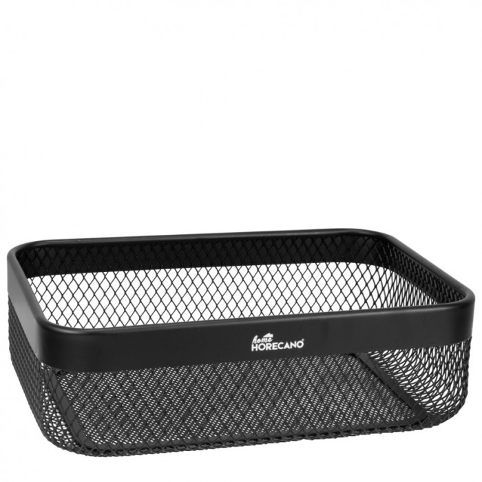 Cos depozitare dreptunghiular din plasa metalica CULINARO HOME, 27x20xh8cm, negru mat