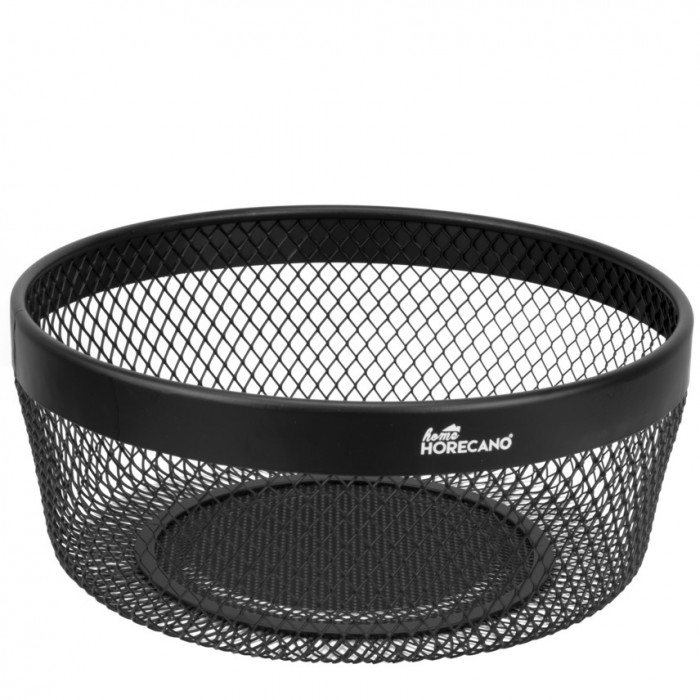 Cos depozitare rotund din plasa metalica CULINARO HOME, 25xh10cm, negru mat