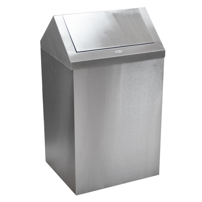 Cos gunoi patrat cu capac batant RAKI 80lt, 30x35xh90cm, inox