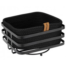 Cos paine/depozitare patrat CULINARO, cos din snur textil impletit 19x19xh7cm si suport metalic, negru