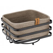 Cos paine/depozitare patrat CULINARO, cos din snur textil impletit bej 19x19xh7cm si suport metalic negru