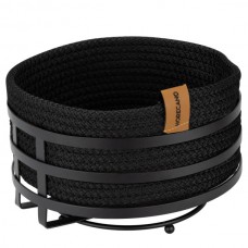 Cos paine/depozitare rotund CULINARO, cos din snur textil impletit D19xh7cm si suport metalic, negru