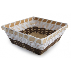 Cos paine patrat RAKI din bambus/hartie, maro-alb 19x19xh7,5cm