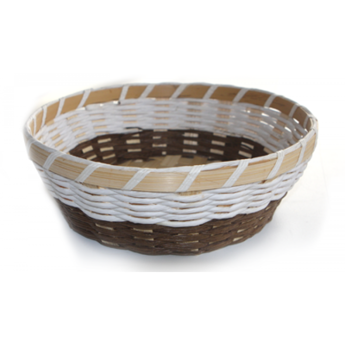 Cos paine rotund RAKI din bambus/hartie, maro-alb D22xh7,5cm