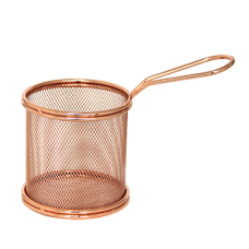 Cos servire rotund RAKI, D9xh9cm, pentru cartofi prajiti, finisaj cupru