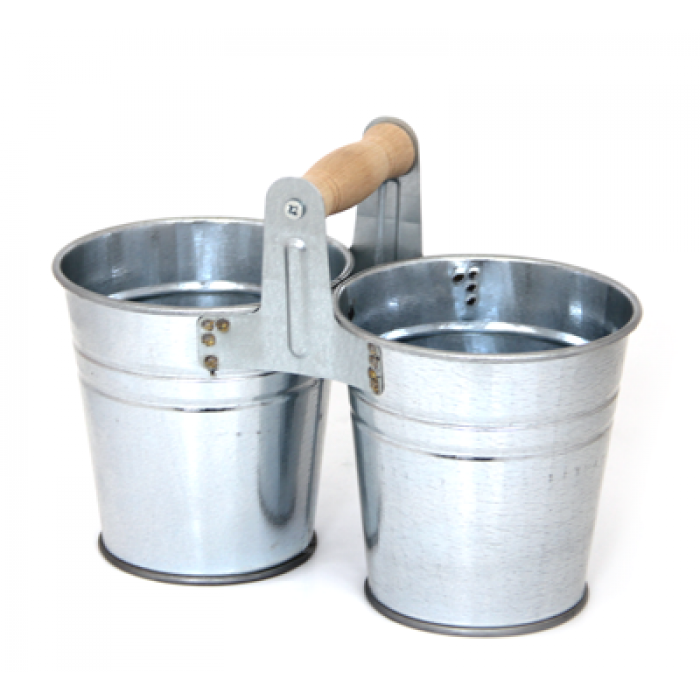 Set 2 galetuse galvanizate cu maner de lemn, CULINARO, 11cm