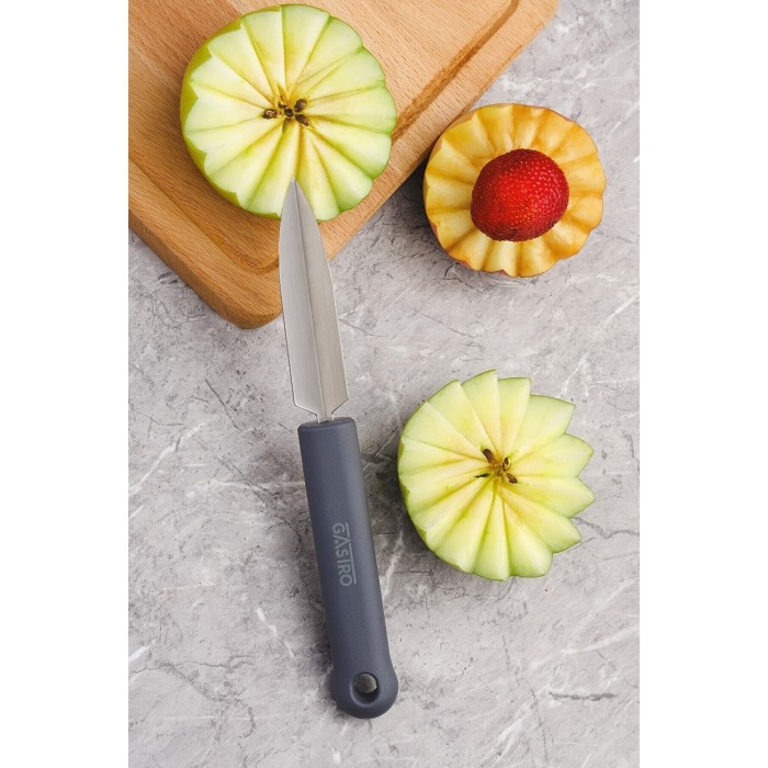 Cutit pentru sculptat fructe si legume, forma V, profesional, PIRGE GASTRO, lama inox 8,5cm, maner gri