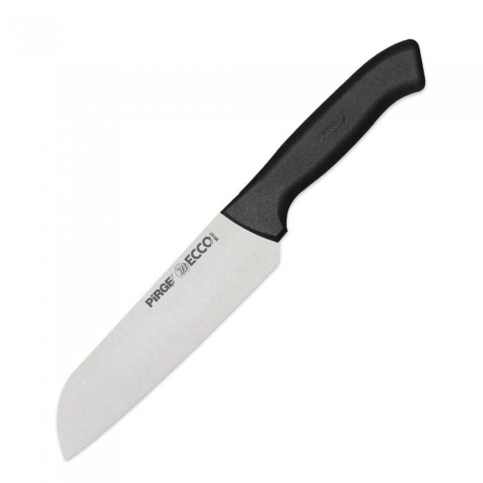Cutit Santoku profesional PIRGE ECCO, lama inox 17cm, maner negru