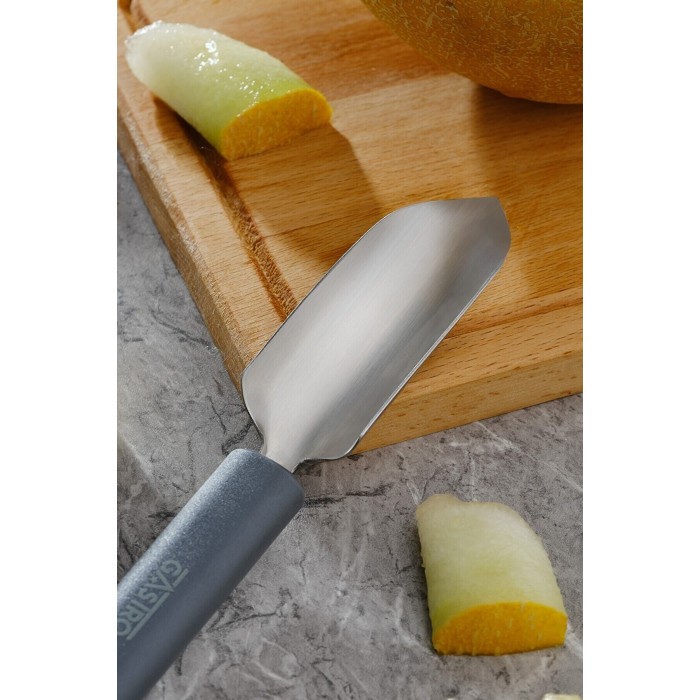 Dalta curbata pentru sculptat fructe si legume, forma U, profesionala, PIRGE GASTRO, inox, maner gri