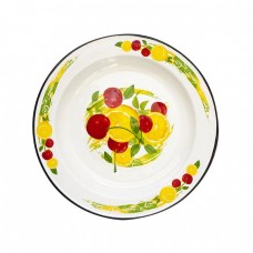 Farfurie adanca emailata 2l, D36cm, RAKI FRUTTA, din otel carbon, cu decor