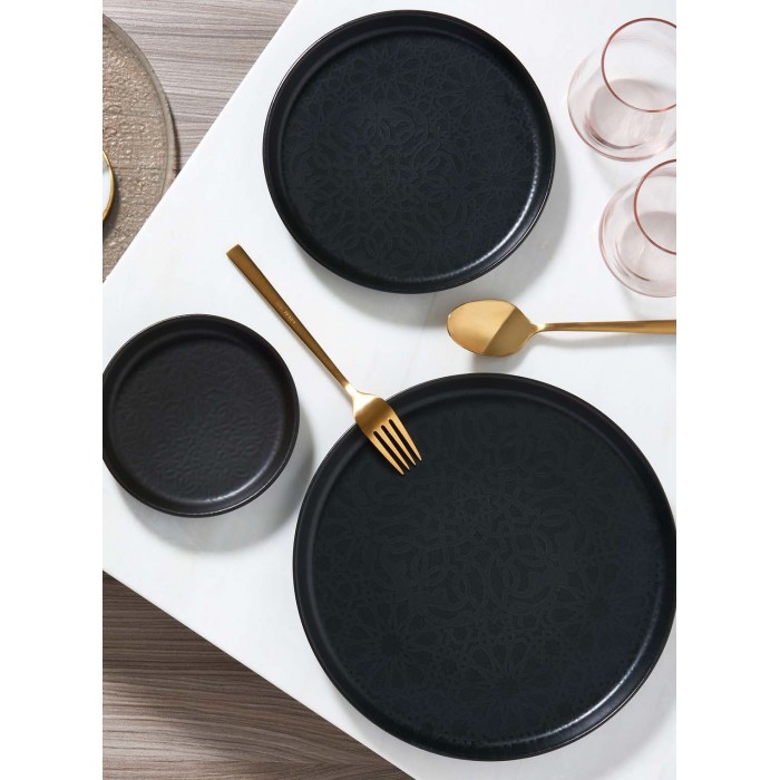 Farfurie intinsa cu margine inaltata GURAL BLACK MATT, D25cm, portelan