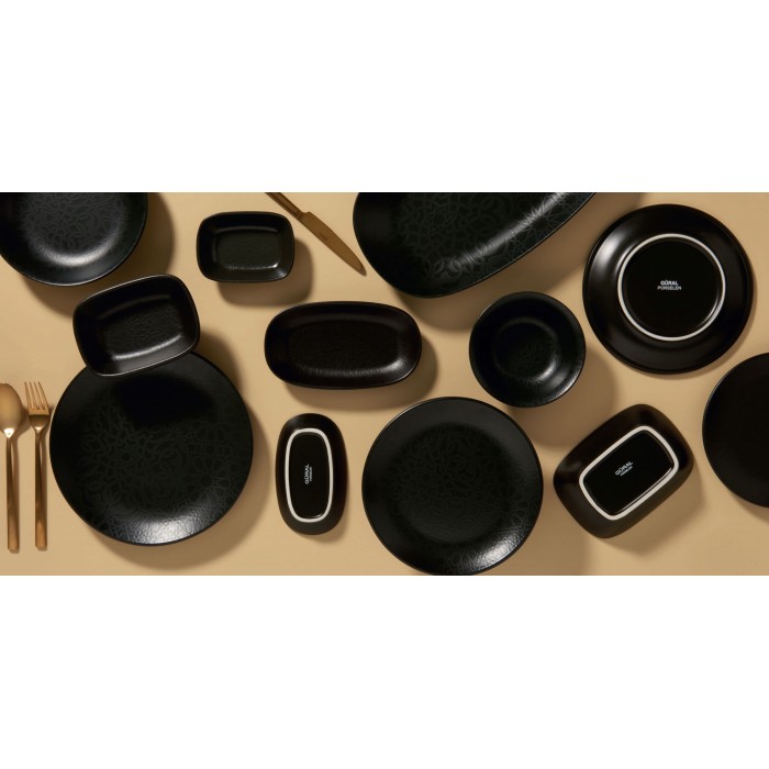 Farfurie intinsa din portelan GURAL BLACK MATT, D25cm