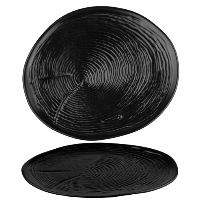 Farfurie intinsa portelan cu striatii CULINARO WILLOW BLACK, 19cm