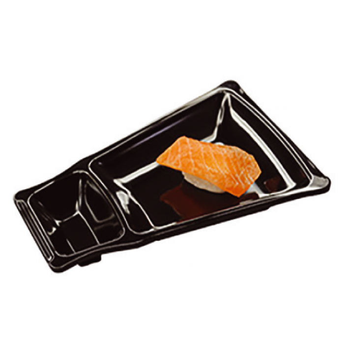 Farfurie pentru sushi RAKI SHIBUI, trapez, 23,8x15,5xh3,5cm, melamina, neagra