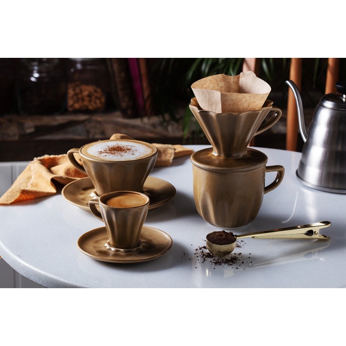 Farfurioara portelan D12cm BONNA RAW TERRA, pentru ceasca espresso 70ml, maro (TRA RAW 01ESP-T)