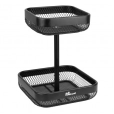 Fructiera cu 2 niveluri CULINARO HOME, plasa metalica, negru mat